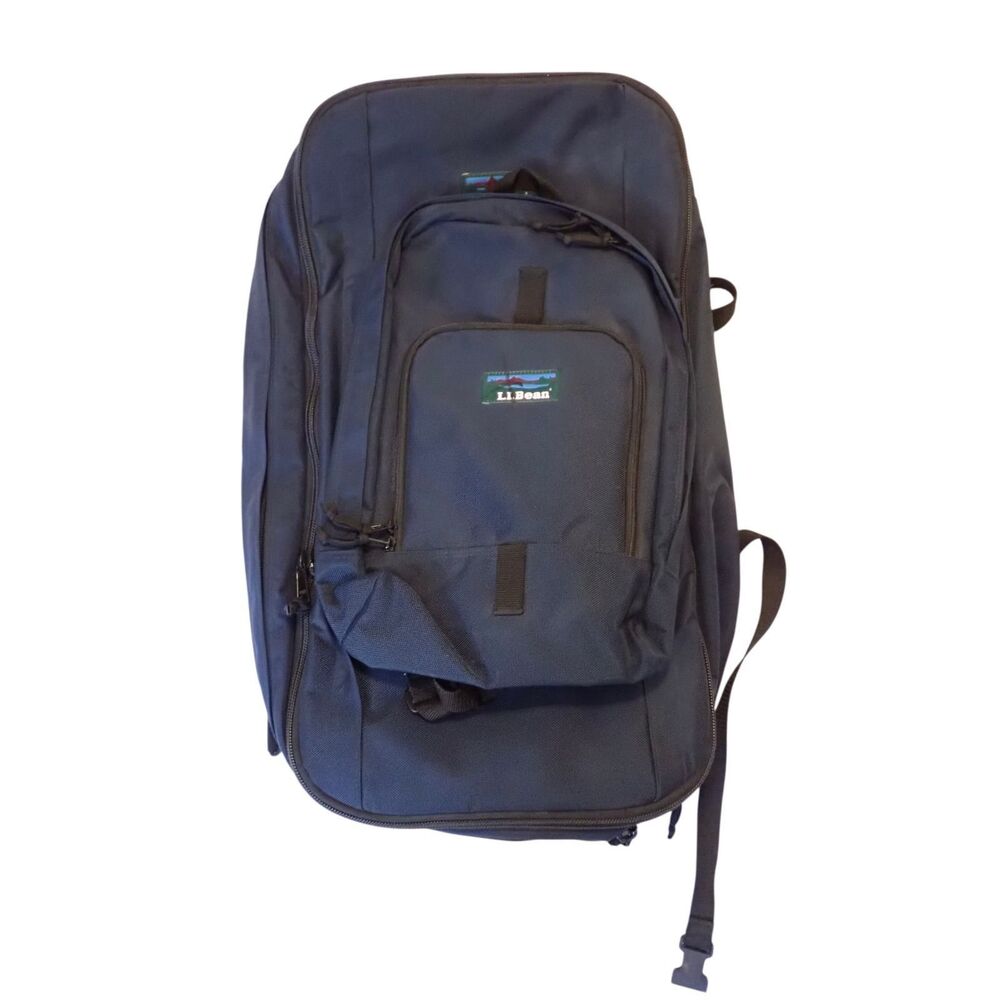 VTG L.L. Bean Expandable Convertible Travel Backpack Bag 3-Way Luggage Navy CL89